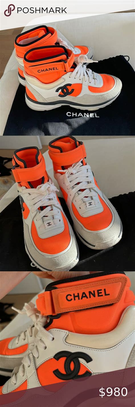 chanel open shoes 2022|chanel orange high top sneakers.